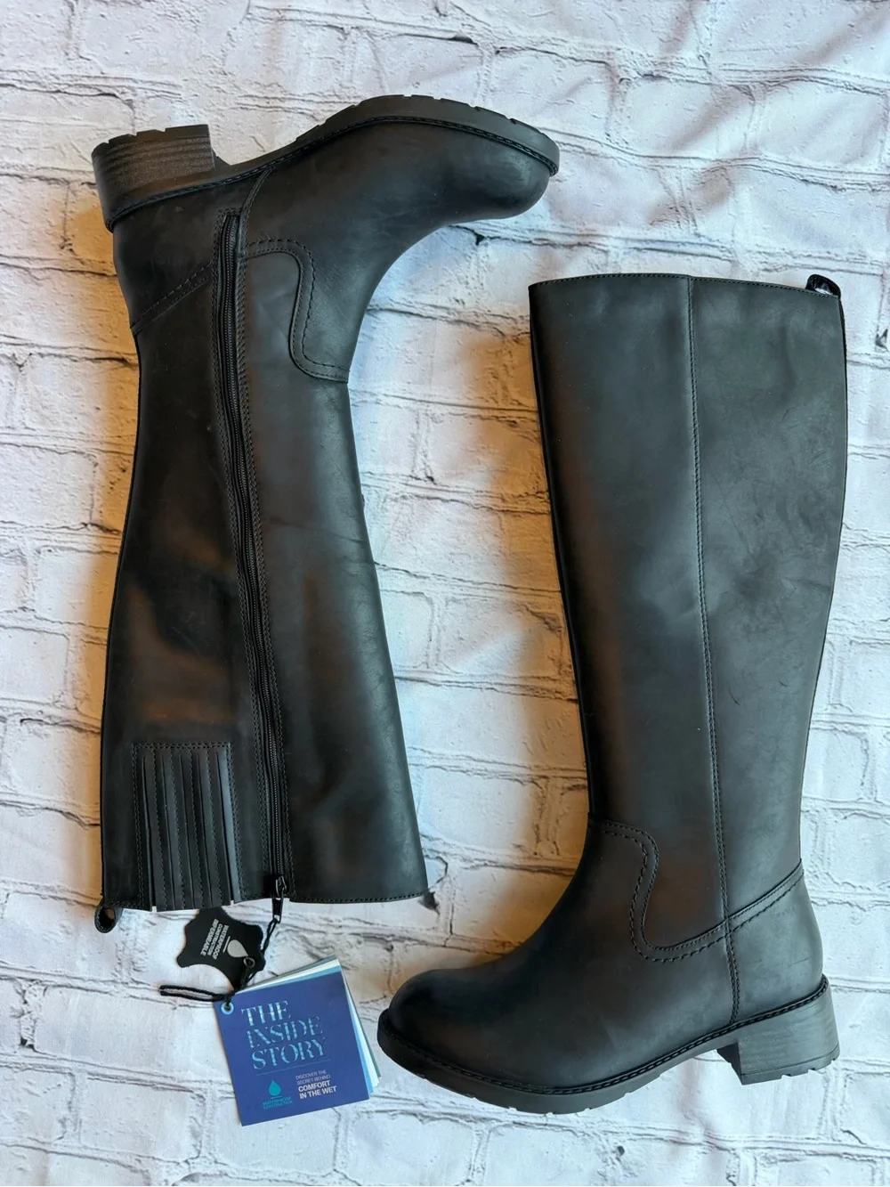 Clarks Tall Boots Black Winter Waterproof Fleece Lined NWT 6.5 EU 37 Equestrian